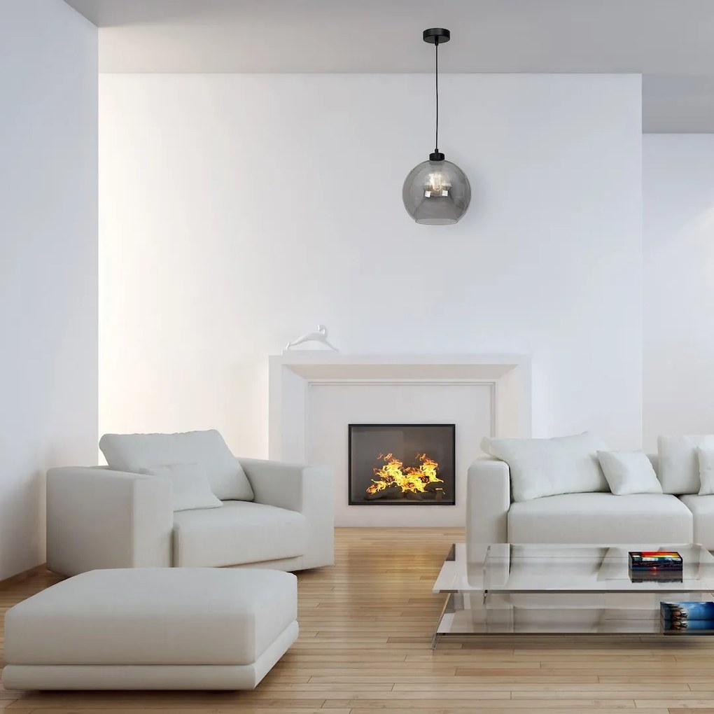 Závesné svietidlo Sofia, 1x grafitové sklenené tienidlo, b