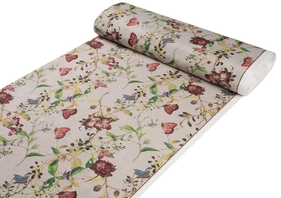 Biante Dekoračný okrúhly obrus PML-083 Kvety a motýle na béžovom Ø 70 cm