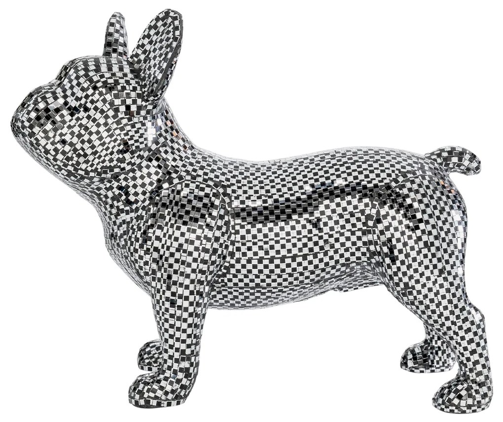 Bulldog Disco dekorácia strieborná 36 cm