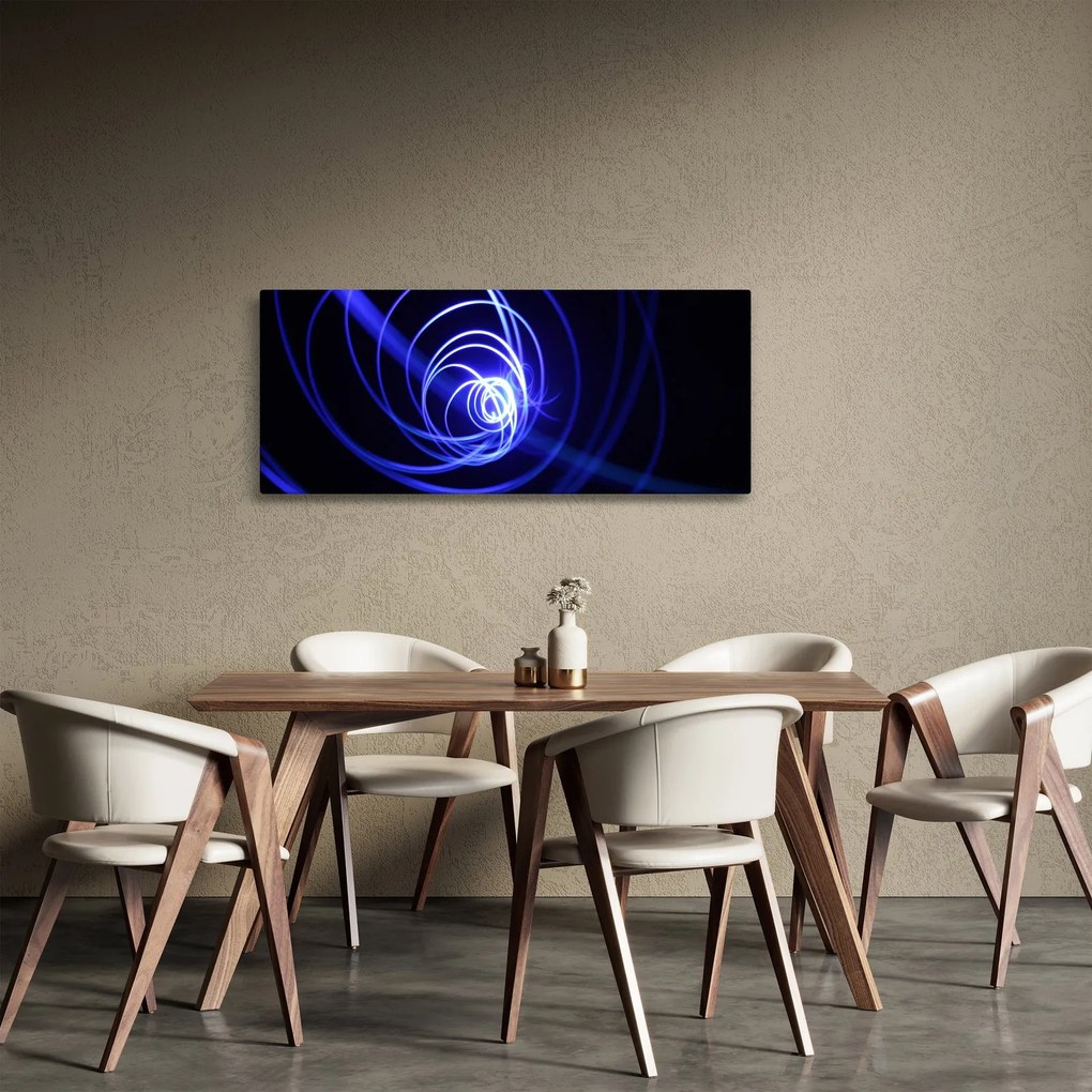 Obraz modrých špirál (120x50 cm)