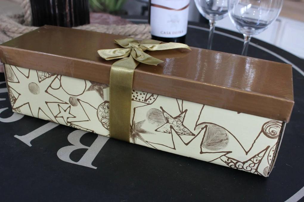 Zlatá darčeková krabica na víno 34cm