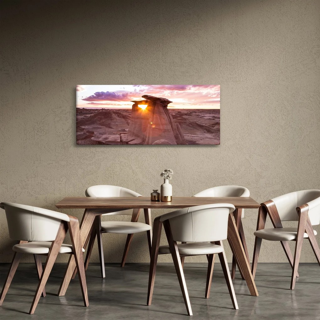 Obraz - západ slnka na púšti (120x50 cm)