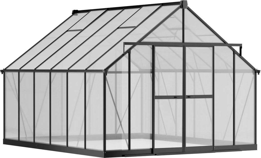 Skleník 245 x 305 x 370 cm, zosilnená konštrukcia, polykarbonát 6 mm