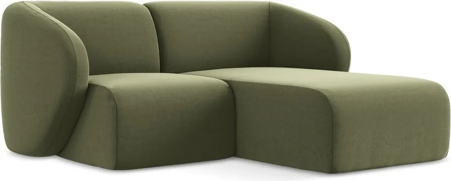 Zelená zamatová rohová pohovka (pravý roh/s leňoškou) Lani – Makamii