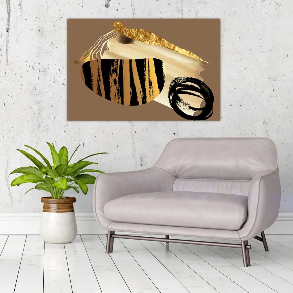 Obraz - Abstrakcia golden brown N⁰2 (90x60 cm)