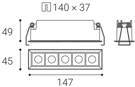 LED2 Zápustné bodové LED osvetlenie LINEAR, 10W, teplá biela, hranaté, čierne