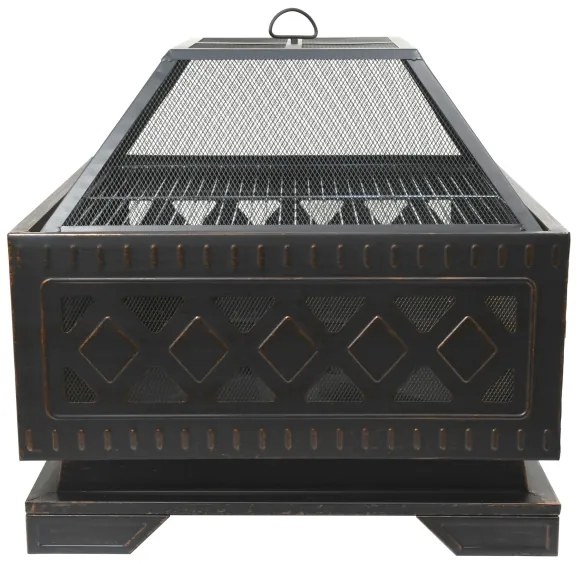 Prenosné ohnisko na drevo s roštom čierna/patina