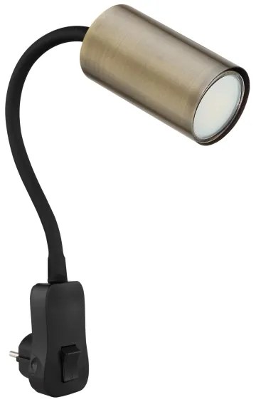 Globo 57911DPM - Nástenné svietidlo do zásuvky ROBBY 1xGU10/25W/230V čierna/mosadz