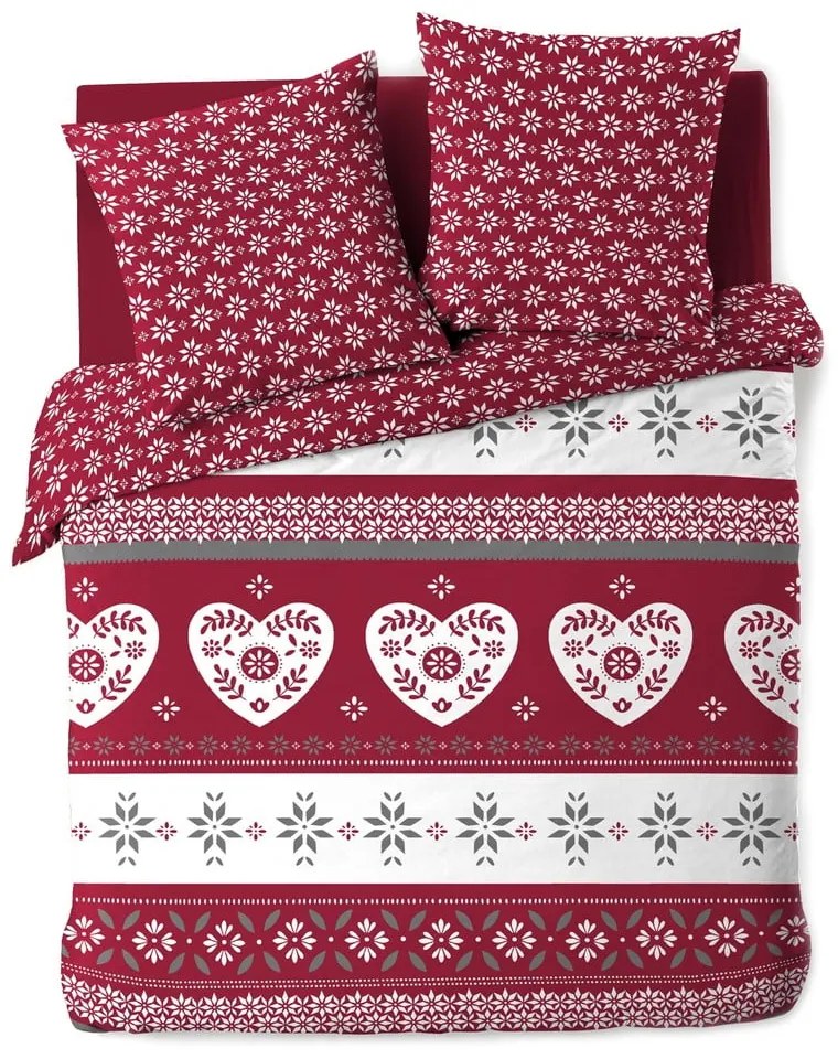 Červené predĺžené bavlnené obliečky na dvojlôžko 240x220 cm Alpage – douceur d'intérieur