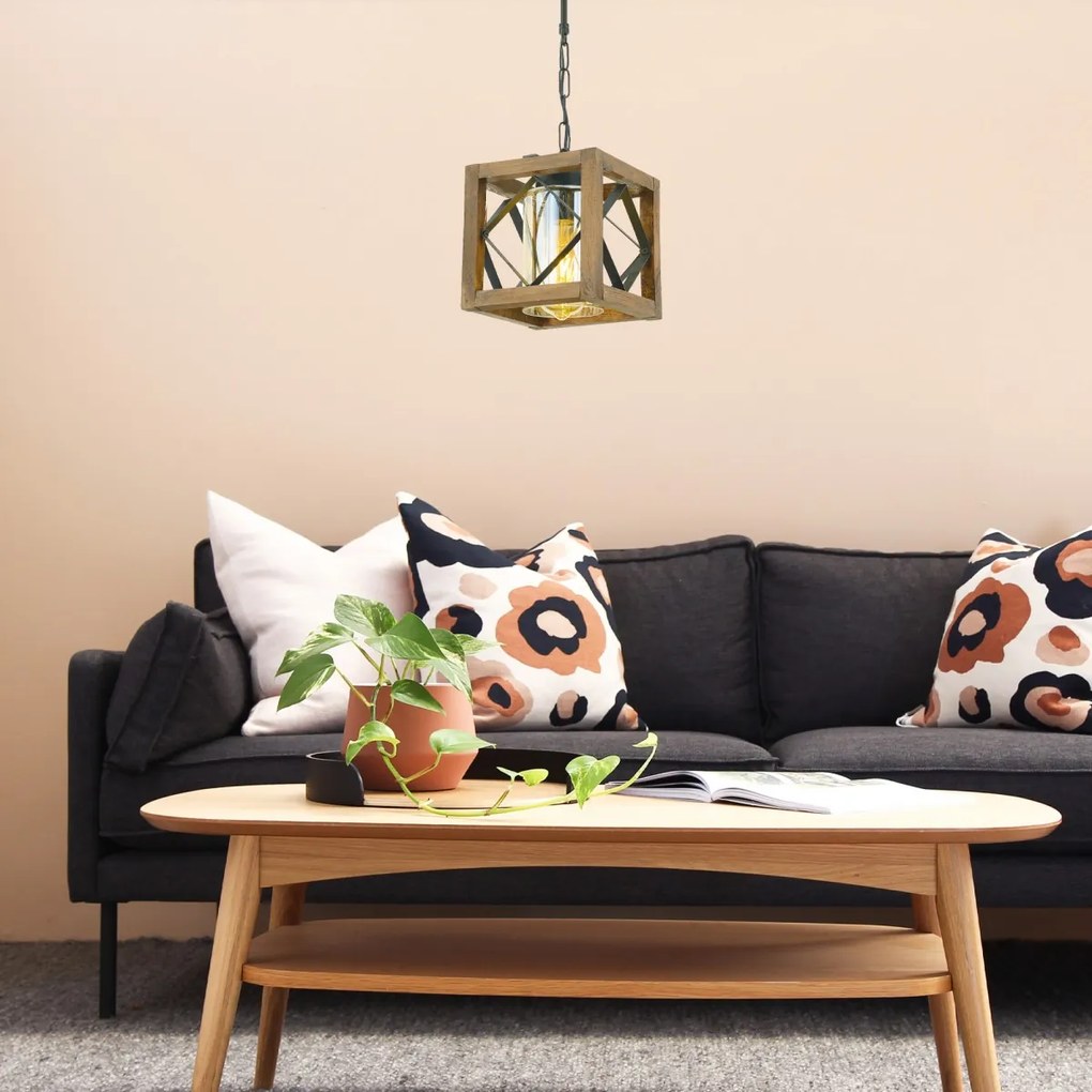 Závěsný lustr Zikzak I habrové dřevo ořech/černý