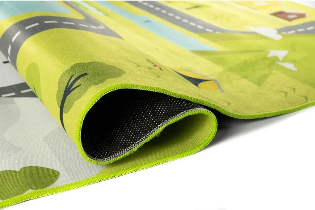 Detský koberec KIDS-35 Crystal Print sivý obdĺžnikový – hry a vozidlá Rozmer: 140x200 cm