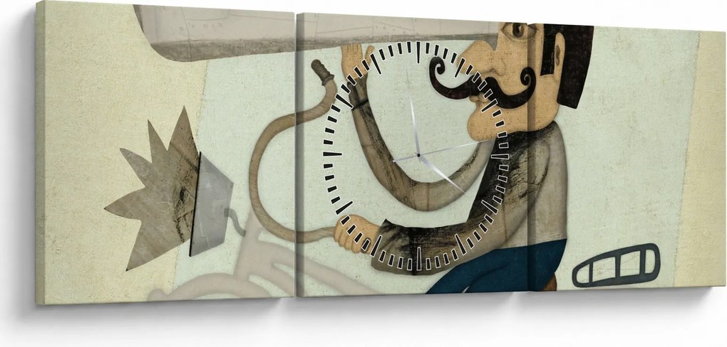 Astronóm na bicykli (s hodinami) (90x30 cm)