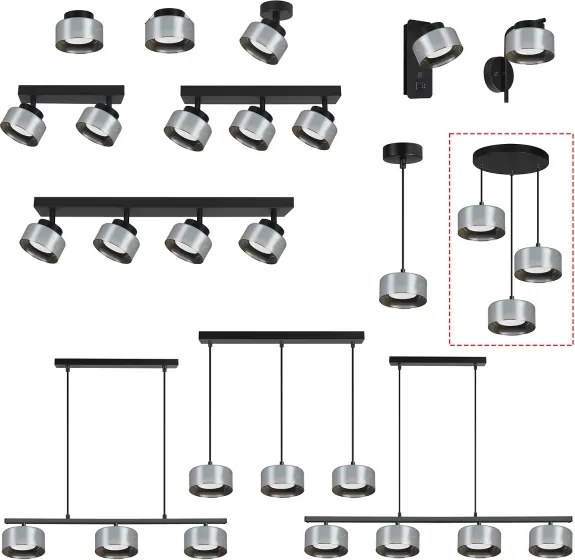 Brilagi - LED Luster na lanku AURA LUX 3xGX53/30W/230V čierna/dymová