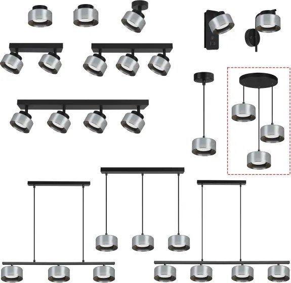 Brilagi - Luster na lanku AURA LUX 3xGX53/30W/230V čierna/dymová