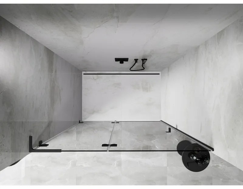 Mexen, Mexen Lunar L Otočné ľavé sprchové dvere 130 cm, transparentné, pištoľový kov - 834L-130-000-95-00-L