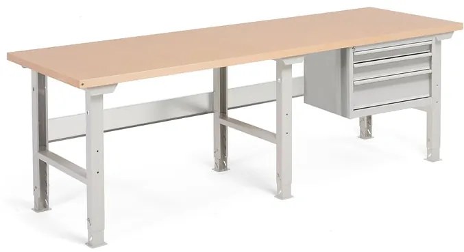 Dielenský stôl Robust s 3 zásuvkami, 2500x800 mm