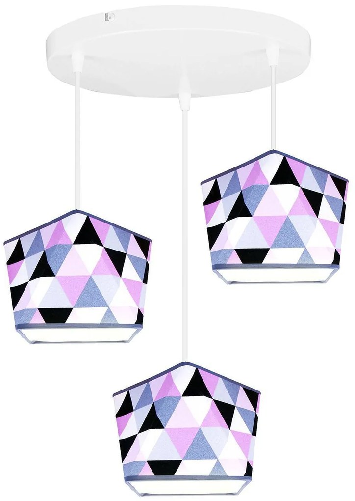 Závesné svietidlo Garo, 3x textilné tienidlo so vzorom (mix 3 farieb), (výber z 3 farieb konštrukcie), o