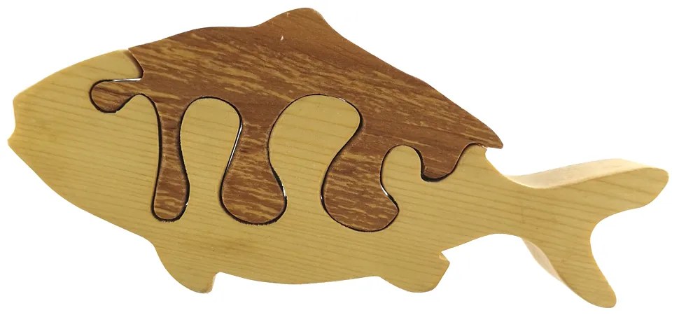 AMADEA Drevené puzzle ryba, masívne drevo dvoch druhov drevín, 19 cm