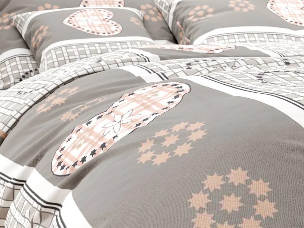 Bavlnené obliečky HEART RETRO BLEND sivé Rozmer obliečky: 70 x 90 cm | 140 x 200 cm