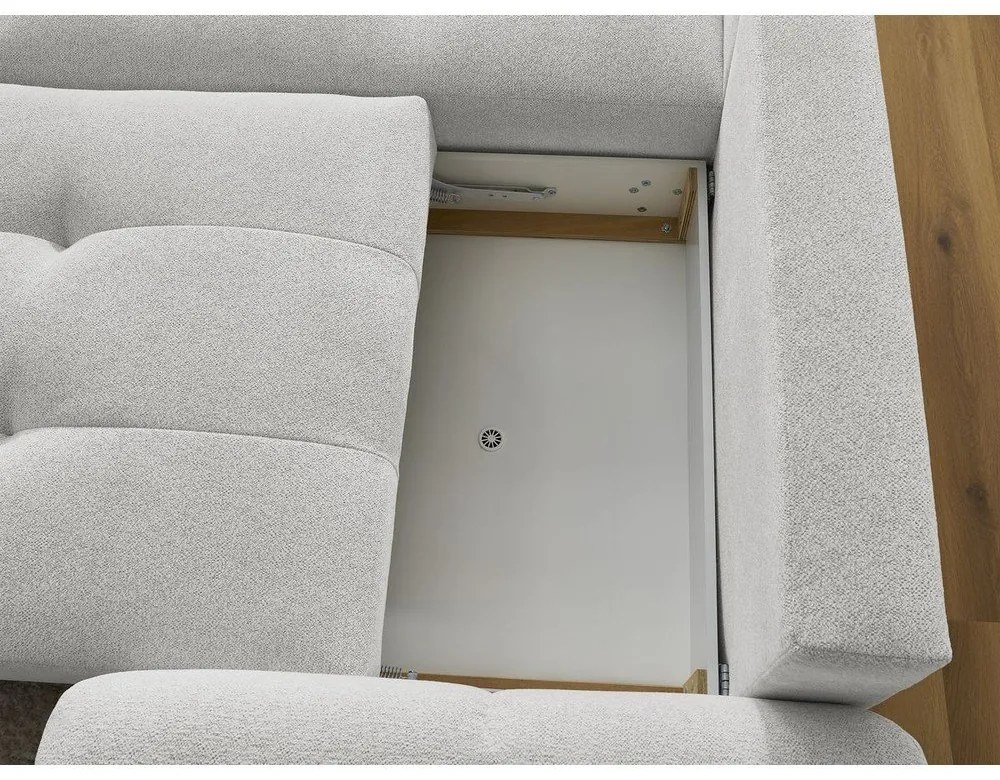 Svetlosivá ženilková rozkladacia/s úložným priestorom rohová pohovka (ľavý roh/s leňoškou) Roxelane – Bobochic Paris