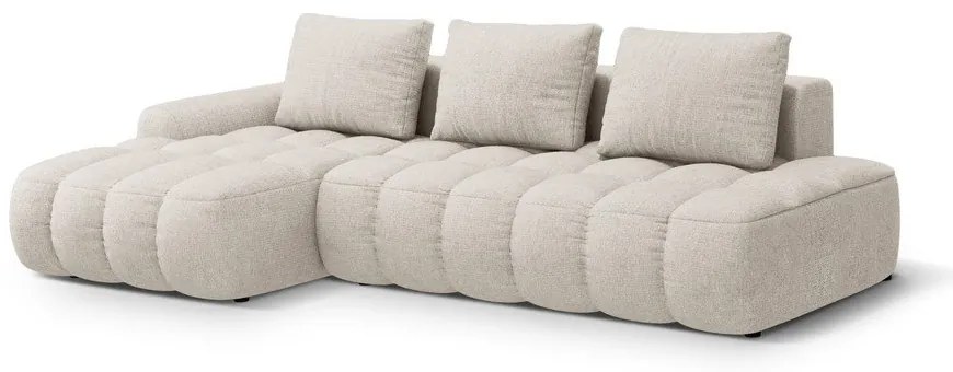 Béžová rozkladacia/s úložným priestorom rohová pohovka (ľavý roh/s leňoškou) Linz – Cosmopolitan Design