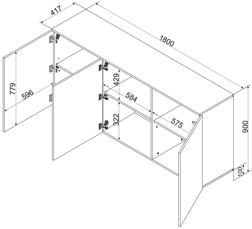 Cama Široká komoda Alma 3D - béžová