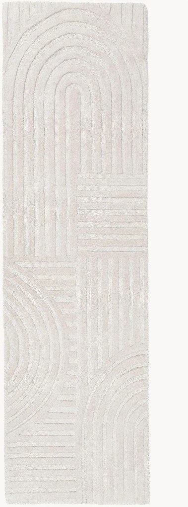 Ručne všívaný vlnený behúň s reliéfnou štruktúrou Zen Garden