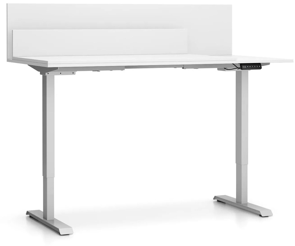 Kancelársky stôl SINGLE LAYERS, posuvná vrchná doska, s prepážkami, nastaviteľné nohy, biela