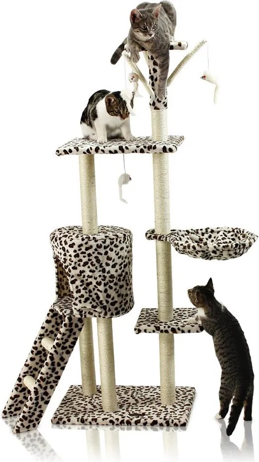 Škrabadlo pro kočky Hawaj 138 cm leopardí vzor