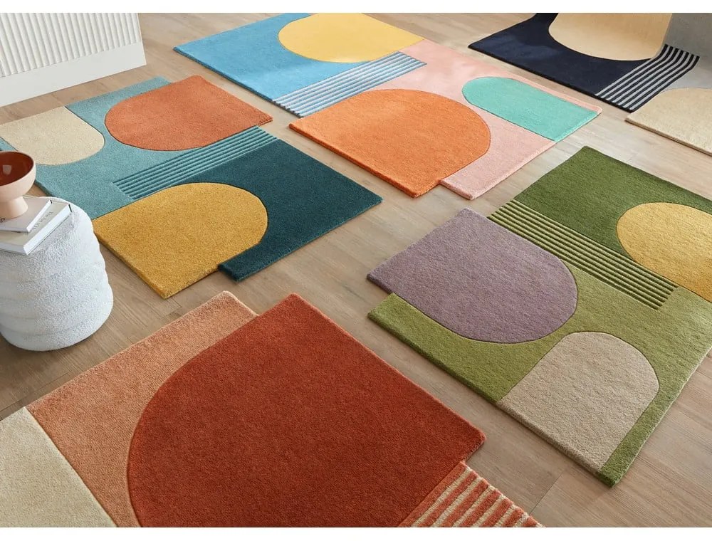 Modrý ručne tkaný vlnený koberec 200x290 cm Lozenge Bright Multi – Flair Rugs