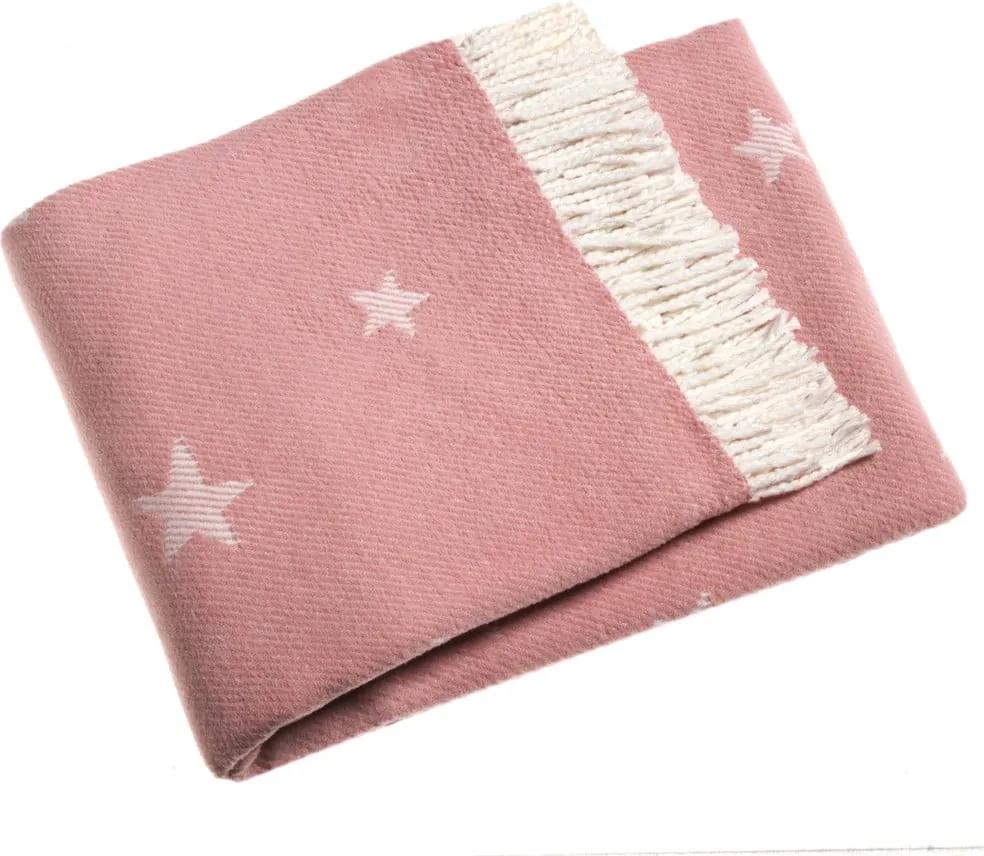 Ružová deka s podielom bavlny Euromant Stars, 140 x 180 cm
