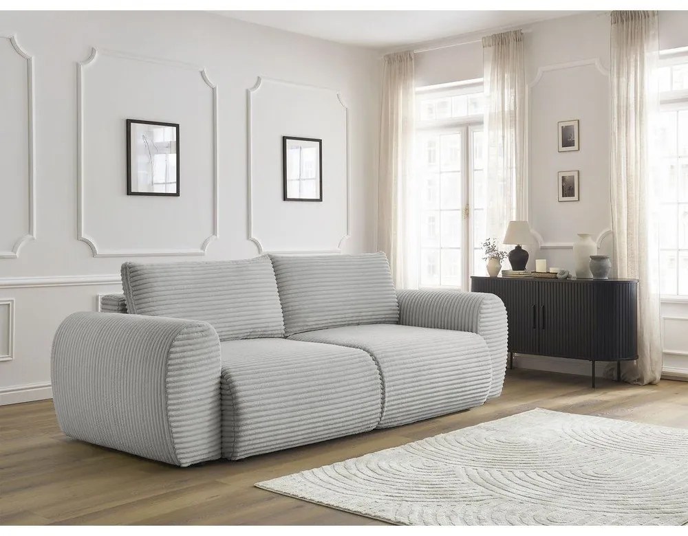 Svetlosivá menčestrová rozkladacia pohovka 257 cm Lucien – Bobochic Paris