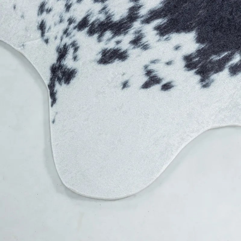 Ayyildiz, Kusový koberec Etosha 4114 black (tvar kožušiny), 100x135 tvar kožešiny, čiernobiela, chodba / predsieň