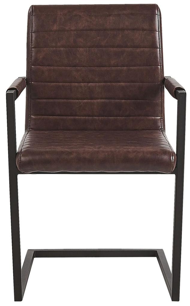 Sada 2 jedálenských stoličiek z umelej kože hnedá BUFORD Beliani