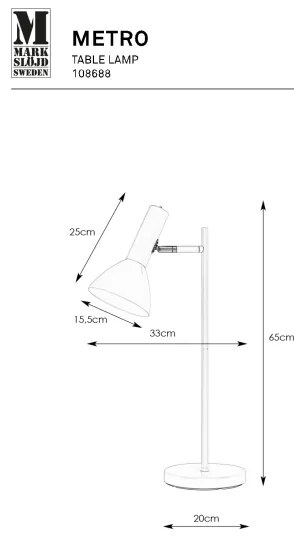Markslöjd 108688 - Stolná lampa METRO 1xE27/40W/230V biela