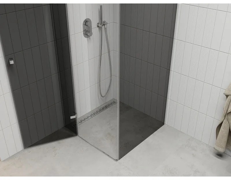 Mexen Roma, sprchovací kút 70 (dvere) x 70 (stena) cm, 6mm šedé sklo, chrómový profil, 854-070-070-01-40