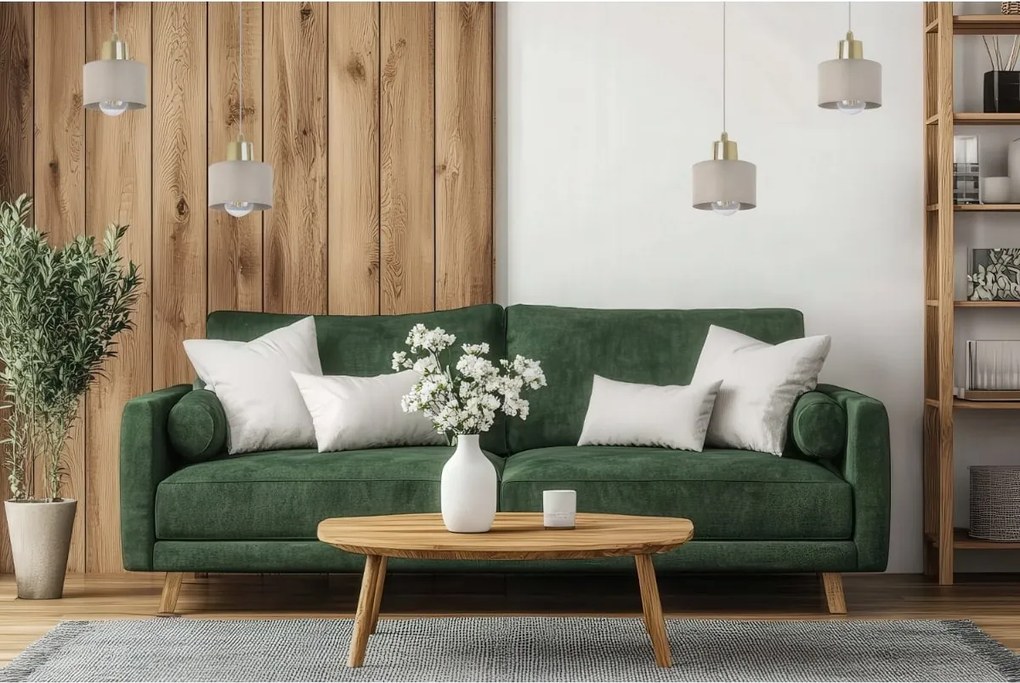 Závesné svietidlo Panta, 2x béžové kovové tienidlo, g