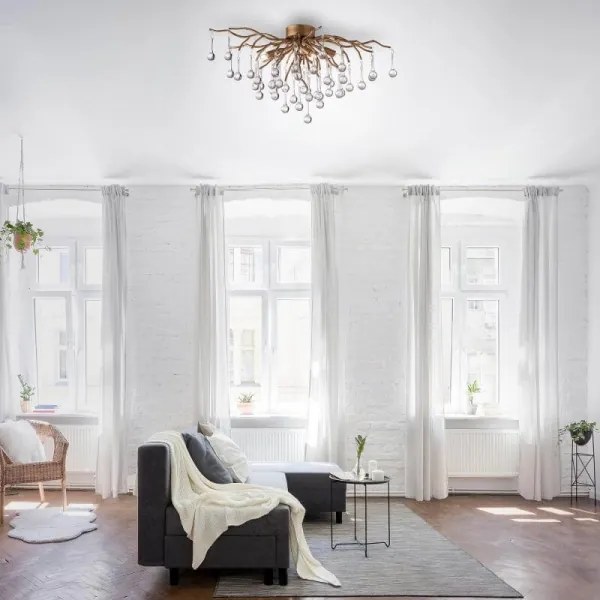 Paul Neuhaus 8090-11 - Prisadený luster ICICLE 4xG9/40W/230V 30x60 cm mosadz