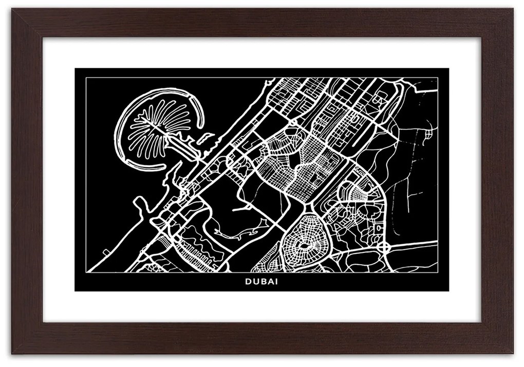 Gario Plagát City plan Dubai Farba rámu: Bez rámu, Rozmery: 45 x 30 cm