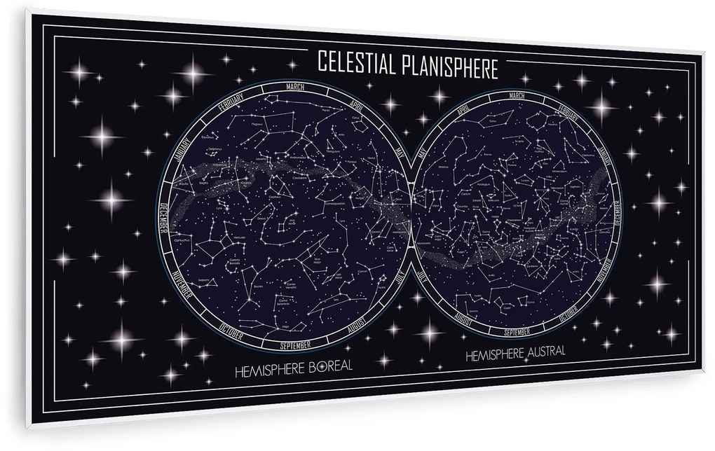 Klarstein Wonderwall Air Art Smart, infračervený ohrievač, 120 x 60 cm, 700 W, mapa oblohy