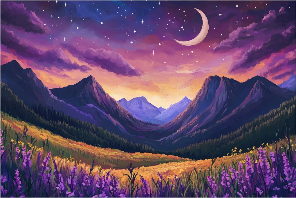 Obraz - Fialová krajina (90x60 cm)