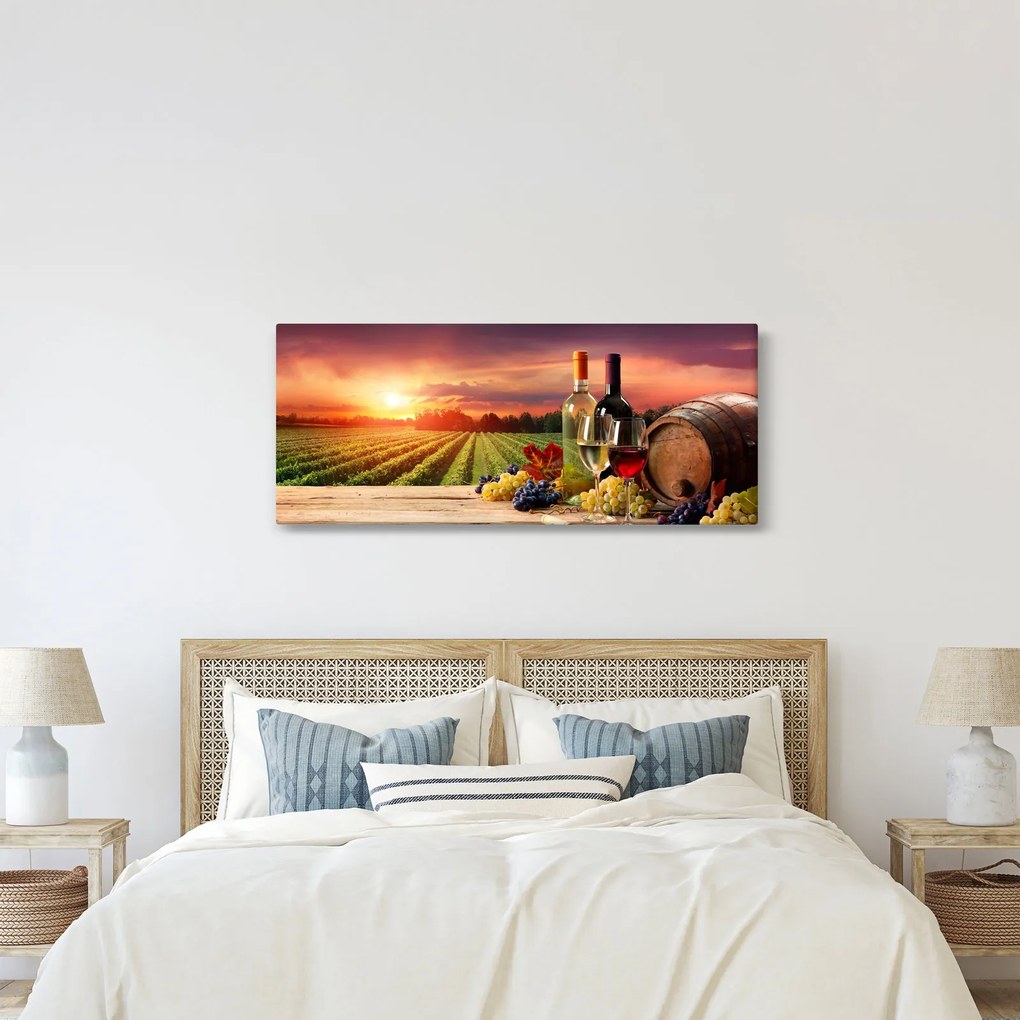Obraz vinice s vínom (120x50 cm)