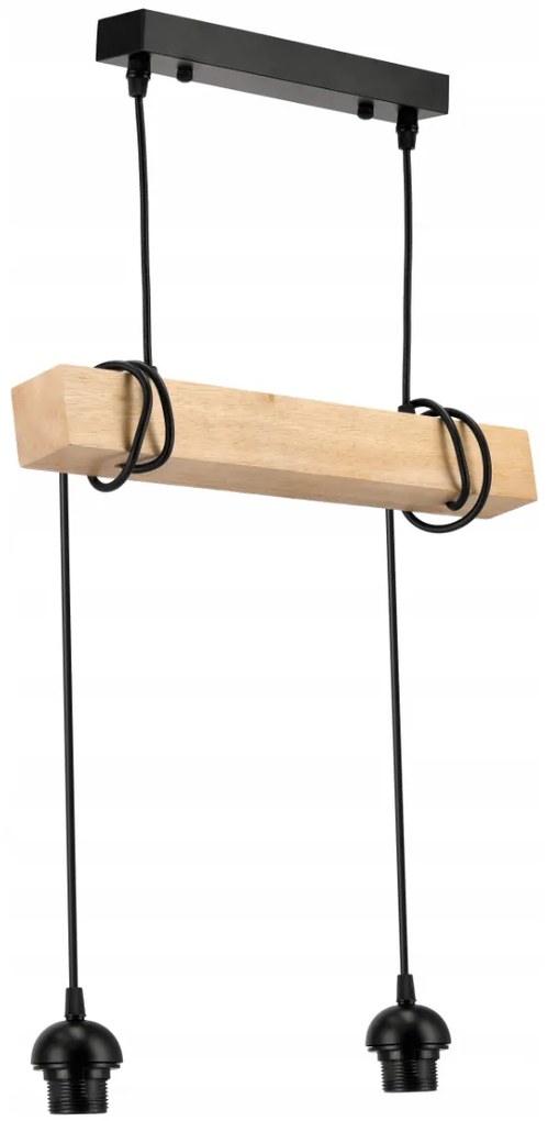 BERGE Závesné stropné svietidlo LED drevený trám 2xE27 Wooden Ball Luster