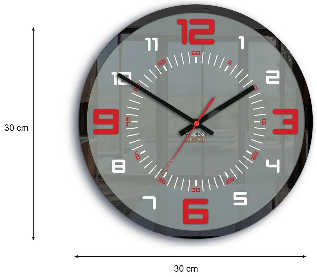 Nástěnné hodiny Orion 30 cm červené/šedé