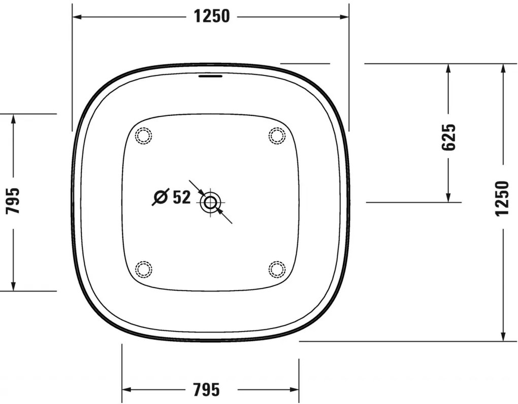 Duravit Zencha - Voľne stojaca vaňa 1250x1250 mm, biela 700464000000000