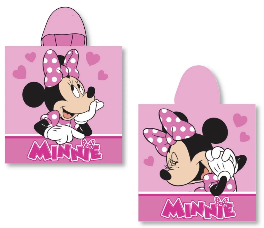 Detské bavlnené pončo RIKKI Minnie 55x110 cm ružové