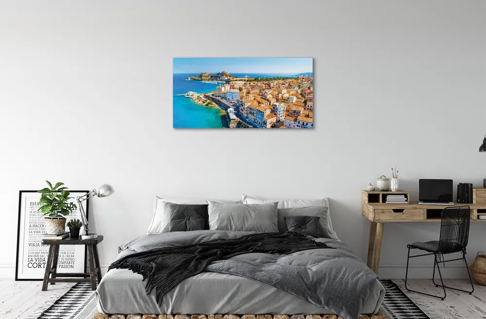 Obraz na plátne Grécko Morské pobreží mesto 120x60 cm