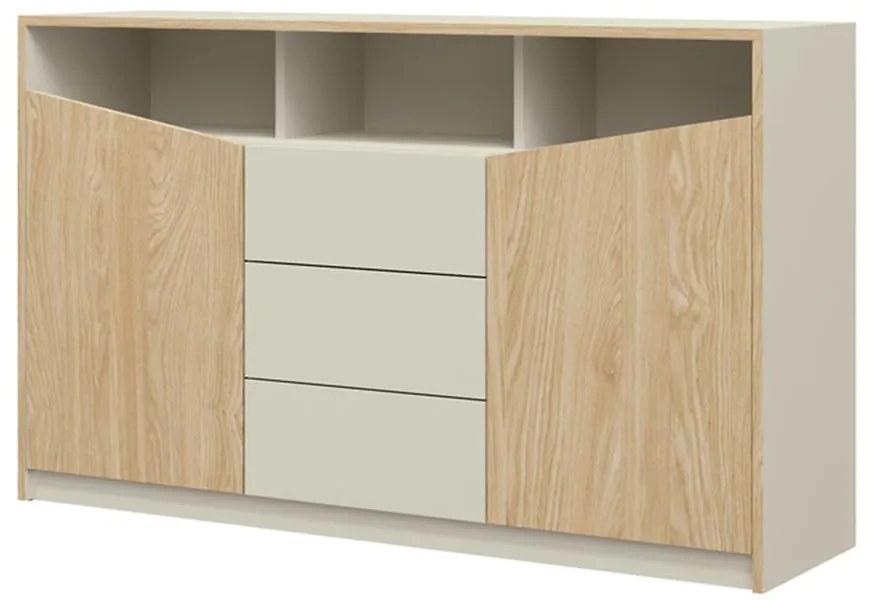 Komoda Aston 3 Sivá béžová/Olejovaný dub