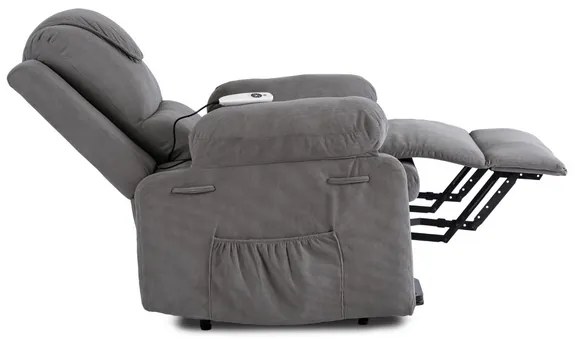 Masážne kreslo s funkciou vstávania MARCOS sivé