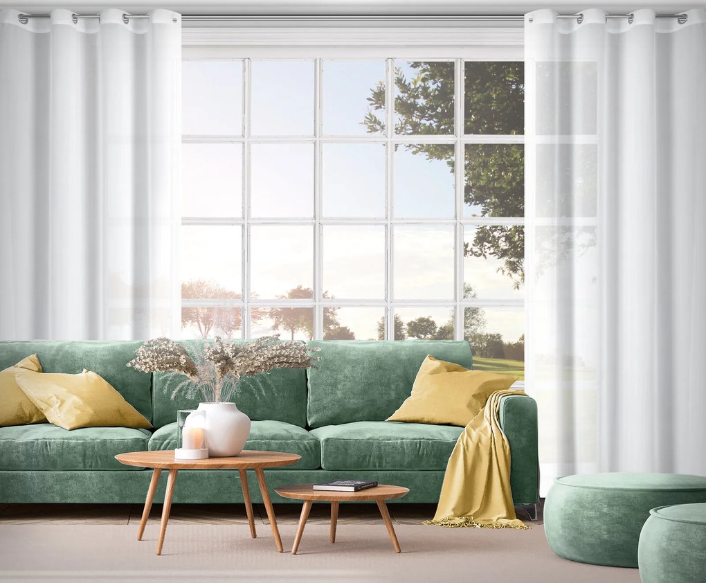 ZÁCLONA NA KRÚŽKOCH DEBRA 140X250 CM BIELA